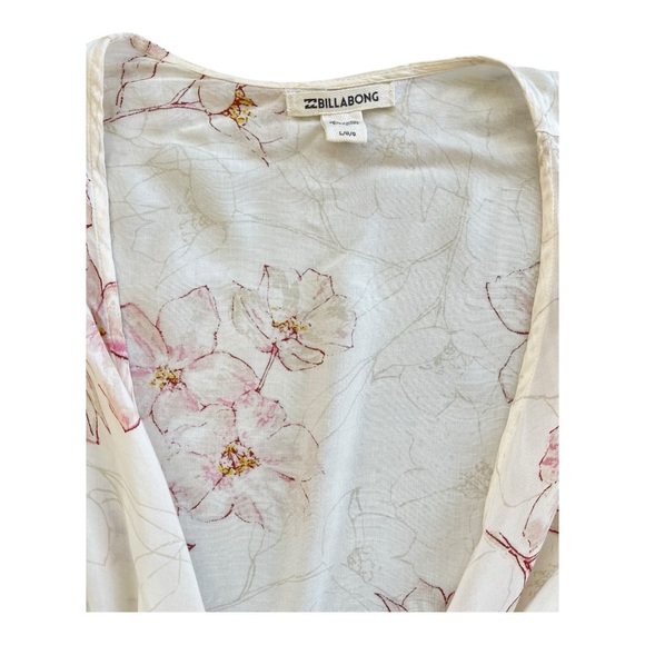 Billabong Floral Print Breathe Light Crop Top With Ties Size L - Picture 3 of 6